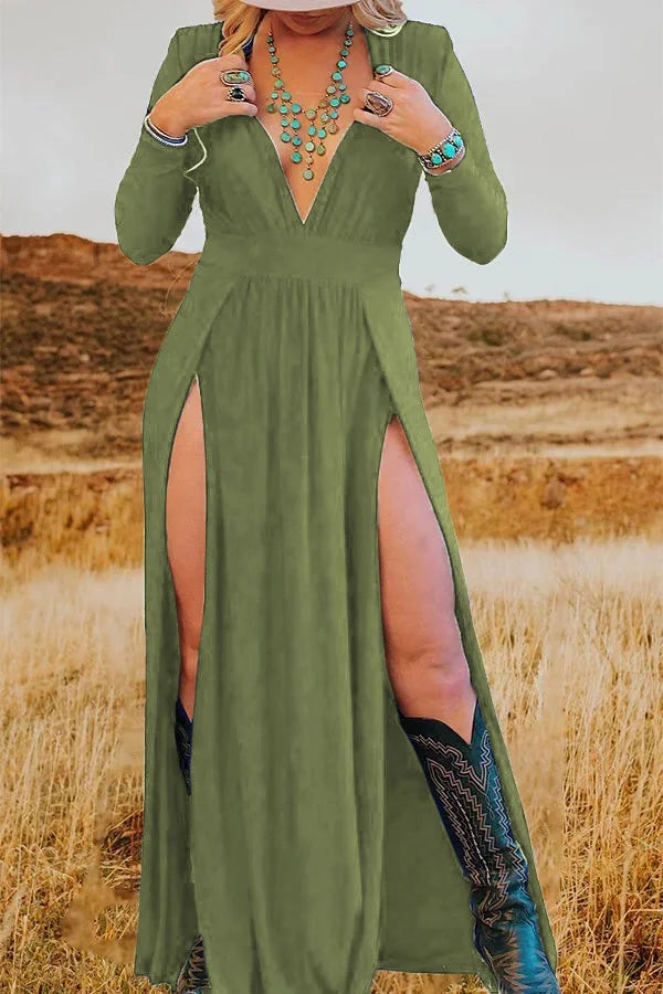 Slit Deep  Dress