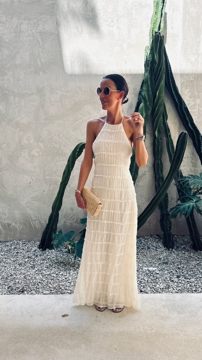 Fiesta Ecru Halter Dress